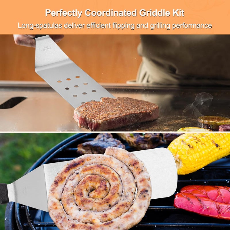 grilljoy 4PCS Griddle Accessories Set - BBQ Blanket for Resting Meat, Meat Resting Blanket with Stainless Steel Griddle Spatula & Silicone Oil Paper, Essential Smoker Accessories for BBQ Lovers - Image 3